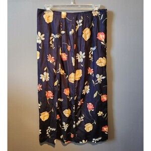 Talbots Midi Length Floral Navy Skirt Women's Size 12